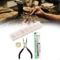 Jump Rings Lobster Clasps for DIY Jewelry Making Finger Loop Practical Compact Tweezers Key Silver black