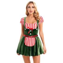 Womens Gingerbread Costume Oktoberfest Outfits German Bavarian Dress Dirndl Dress Halloween Fancy Dress Theme Party Dress Up S žalia
