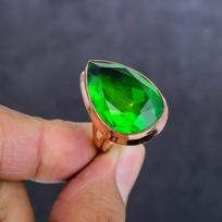 Peridot Gemstone Handmade Copper Jewelry Ring Size 8 C7u48 green