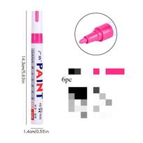 6 Pcs Colorful Permanent Paint Marker Waterproof White Markers tire tread rubber fabric Paint metal 12 Colors Paint Marker Pens rožinė