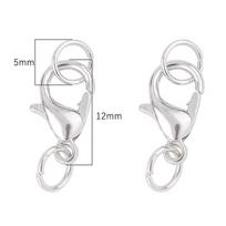High quality 12mm alloy lobster clasp for DIY jewelry, perfect for bracelets and necklaces. Single circle combination. 10 pieces with 20 single 5mm rings white
