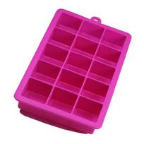 15 grotelių silikoninis ledo kubelių padėklas, didelis formų formavimo milžinas, 3 x 3 x 3 CM kvadratas rožinė raudona spalva