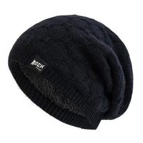 Naujos Unisex žieminės kepurės Madingos roko etiketės Slouchy Beanie Hat Fleece pamušalas šiltai megztos kepurės Vyriškos Moteriškos slidinėjimo kepuraitės 55cm-60cm juoda