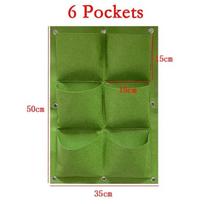 Sieninis pakabinamas auginimo maišas Sodo įrankiai Sodinamasis konteineris Gėlių vazonas Daržovė Braškė Gėlė 6 Pockets žalia