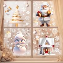 4 vnt./rinkinys Kalėdų langų lipdukai Kalėdų eglutės namas Snaigės Stiklo lipdukas Linksmų Kalėdų papuošimas namams Navidad 2025 black