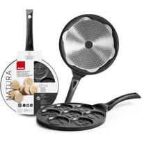 IBILI - Crêpière pour 7 mini-crêpes Natura, 26 cm, Fonte d’aluminium, Antiadhésif style pierre, Compatible avec l’induction