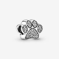 Pandora Paw silver charm with cubic zirconia gray