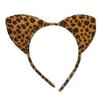 Plaukų lankelis Leopardo rašto Ausų dekoras Galvos juosta Kalėdų vakarėlis Cosplay Gyvūno galvos juosta Audinio galvos apdangalas