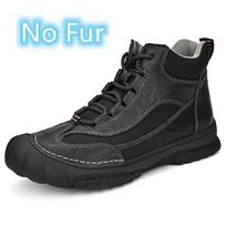 FashionWarm Plush Fur Winter Boots Man Shoe New Hiking Men's Boots Luxury Brand Outdoor Shoes Men Genuine Leather Climbing Ankle Boot 38
