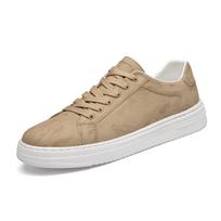 FashionGenuine Leather Mens Shoes Lace Up Skateboard Footwear All-match Simple Sneakers Leisure Walk Male Casual Shoes Vulcanize Shoes 37 smėlis
