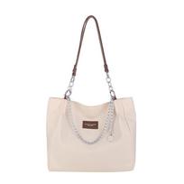 1pc Ladies fashion Large Capacity Shoulder Tote Bag Nylon Cloth with Pu Women's Bag Mommy Bag Suitable for Daily Commuting gray