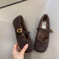 2025 Designer Women Fur Mary Jane Shoes Fashion Shallow Soft Sole Shoes Spring Autumn Ladies Comfort Outdoor Lazy Flats 35 ruda