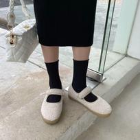 Hook & Loop lambswool mary janes woman fur flats winter cotton shoes women thicken soled fleeces loafers warm plush moccasins 5 smėlis