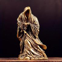 Žalvarinis Grim Reaper statula Jaudinantis juodas apsiaustas chalatas Naktinis žalvarinis darbastalio figūrėlės papuošalai Siaubo vaiduoklis skulptūros dekoracijos žalvaris