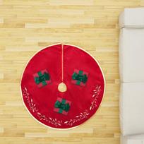 Christmas Tree Skirt Base Cover,Decorative,Embroidery,Luxury,Red Apron Xmas 24inch