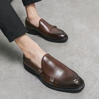 Madingi patogūs vaikščiojimo batai Įsispiriami vyriški mokasinai Elegantiški vestuvių vakarėlio batai Klasikiniai oficialūs batai Madingi odiniai vyriški loaferiai 38 ruda