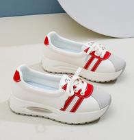 Fashion Korean Platform Women's Loafers 2024 Spring Designer Women Breathable Sneakers Ladies Outdoor Height Increasing Casual Shoes 35 raudona