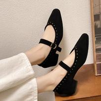 Fashion 2024 New Designer Dress Shoes Elegant Pumps Femme Casual Daily Low Heel Buckle Strap Mary Janes Women Pumps Zapatos De Mujer 35 juoda
