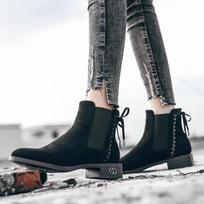 Fashion Ankle Bowtie Botas Women Winter Boots Punk Rivet Chelsea Bottes 2024 Plush Fur Warm Footwear Slip On Stretch Snow Flock Booties 4.5
