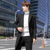 Loose Woolen Coat Men's Hong Kong Style Large Size Fashion Trench Coat Slim Fit Trendy Coat M