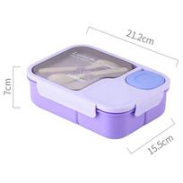 Bento Lunch Box for Kids Girls Cartoon Students Kawaii Cute Heated 3 Grid Sandwich Snack Food Box Special Canteen Food Storage white
