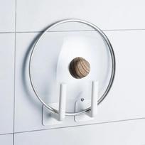 Traceless White Kitchen Pot Cover Cup Rack Holder Shelf Shelves - 2PCS Hole Free Hook Kitchen Rack white