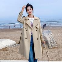 Solid Color Mid-length Petite Khaki Windbreaker Spring and Autumn New Korean Style Loose Casual Waist Coat 2XL gray