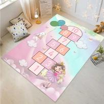 Pink Children's Hopscotch Boy and Girl Cartoon Game Carpet Kindergarten Early Education Baby Crawling Mat Non-slip Mat Home 40x60cm beige