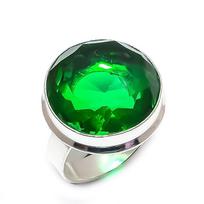 Natūralaus Peridoto brangakmenio rankų darbo 925 sterlingų sidabro papuošalų žiedas 9 dydžio w3H12 black