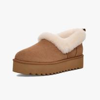 Žieminiai „Fuzzy“ sniego batai moterims Dirbtinės zomšos neslystančios platformos trumpi bateliai su kailiniu pamušalu Moteriški, šilti, patogūs vidaus lauko batai namuose 35 kaštoninė