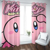 Kirby Cartoon Curtain Home Cute Printing Light Filtering Curtains Living Room Children Bedroom Style Decoration Window Blackout 100x140 white