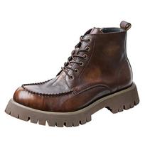 Britų vintage Big Head Tooling Martin Boots Vyriški batai su aukšta viršūne Vyriški motociklo batai Vyriški odiniai batai 38 ruda