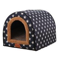 New Warm Dog House Comfortable Print Stars Kennel Mat For Pet Puppy Top Quality Foldable Cat Sleeping Bed cama para cachorro S Weight Under 2.5kg