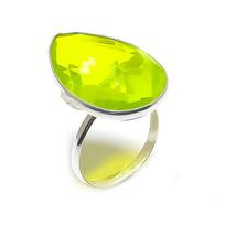 Peridot brangakmenių rankų darbo 925 sterlingų sidabro papuošalų žiedas, 8 dydis A5F06 yellow