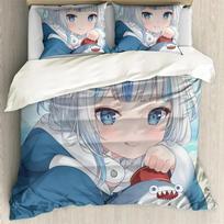Anime Hololive EN Gawr Gura 3D Printed Bedding Set Duvet Covers Pillowcases Comforter Bedding Set Bedclothes Bed Linen 70x133cm 2pcs