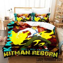 New HITMAN REBORN Bedding Set Single Twin Full Queen King Size Bed Set Adult Kid Bedroom Duvetcover Sets Anime parure de lit Bed 70x133cm 2pcs beige
