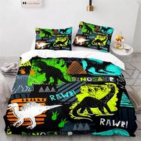 Cartoon Dinosaur Duvet Cover Microfiber Kids Cute Animal Bedding Set Jurassic Series Twin Comforter Cover For Girls Boys Teens 135X200cm green