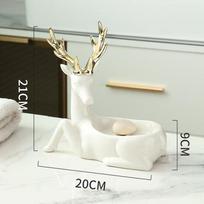 Elk Soap Box Ceramic Deer Soap Dish Drain Boxes Bathroom Supplies Bathroom Accessories Drain Soap Box Decorative Storage Boxes beige