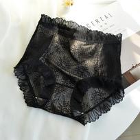 Panties Female High Waisted Lace Underwear Women Ultra-thin Breathable Mesh Sexy Jacquard High Elasticity Hip Triangle Panties briefs lingerie XL abrikosas