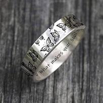 What Makes Your Soul Shine” Silver Color Butterfly Engraved Width 6MM Rings Size 5 6 7 8 9 10 ADM 5