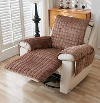 1 Seat Thick Flannel Recliner Sofa Cover Non-Slip Armchair Cover Plaid Soft Single Sofa Case Chair Slipcover for Living Room 1 Seat (53x190cm)S gray