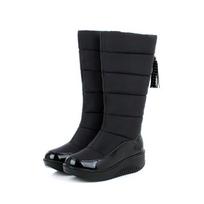 Krazing Pot PU Down Boots Cold-resistant Winter Shoes Med Heels Size 44 Super Size Snow Boots Zipper Round Toe Keep Warm Mid-calf Boots 35 juoda