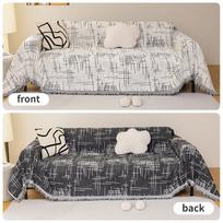 Linijinis raštas Sofos rankšluostis Skalbiamas sofos užvalkalas, Trijų vietų sofa Tinka svetainei Namų dekoravimui Keturi metų laikai Universalus 180x130cm white