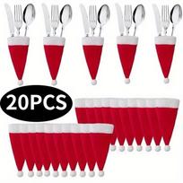 20 vnt. / partijoje Mini Kalėdų Senelio kepurė Kalėdų vyno butelių dangteliai Kalėdų butelių laikikliai Stalo vakarienės papuošimai 20Pcs red
