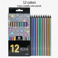 12PCS Metal Color Marker Color Pencil Fluorescent  Filling Drawing Art Pen Black Wood Color Lead Graffiti Diy Ledger 1set