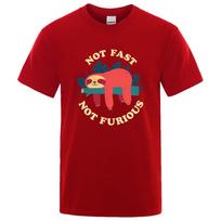 Cotton Not Fast Not Furious Sloth Cute Print Men Tee Shirts Breathable Cotton Tops Street Fashion T-shirt Women Casual Summer T Shirts XXXL žalia