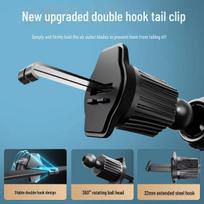Tvirtas metalinis automobilio telefono laikiklis navigacijai oro išleidimo angoje Double hook base gray