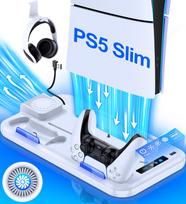 BEBONCOOL S4000 PS5 Slim Disc/Digital dvigubo greito įkrovimo aušinimo stovas Vertikali aušinimo stotelė PlayStation 5