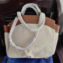 2 Piece/set Women's Large Capacity Canvas Tote Bag Simple Design Ladies Business Commuting Shoulder Bag brown