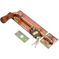 Verrou de portail KOTARBAU Verrou de porte gauche avec cadenas, loquet coulissant, fabriqué en acier galvanisé, jaune, 280 mm